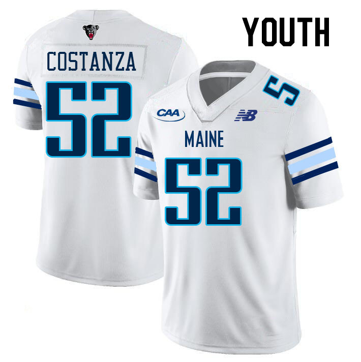 Youth #52 John Costanza Maine Black Bears College Football Jerseys Stitched Sale-White